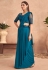 Silk designer Saree with blouse in Teal colour 7307