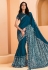 Satin crepe Saree with blouse in Teal colour 22913