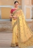 Organza Saree with blouse in Yellow colour 4114