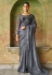 Satin Saree with blouse in Grey colour 1104a