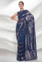 Georgette sequence Saree in Navy blue colour 3943