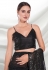 Georgette sequence Saree in Black colour 3945
