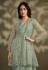 Crepe silk designer Saree with jacket in Sea green colour 23007