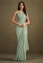 Crepe silk designer Saree with jacket in Sea green colour 23007