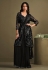 Crepe silk designer Saree with jacket in Black colour 23012