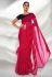 Organza ruffle border Saree with blouse in Magenta colour 5221