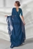 Organza ruffle border Saree with blouse in Teal colour 5225