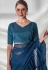 Organza ruffle border Saree with blouse in Teal colour 5225