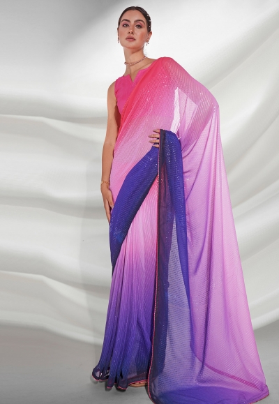 Georgette sequence Saree in Pink colour 5230