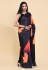Satin silk Saree with blouse in Black colour 208