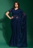 Georgette Saree with blouse in Navy blue colour 8029