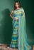 Chiffon Saree with blouse in Sky blue colour 2013