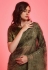 Chiffon Saree with blouse in Camo green colour 6015