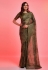 Chiffon Saree with blouse in Camo green colour 6015