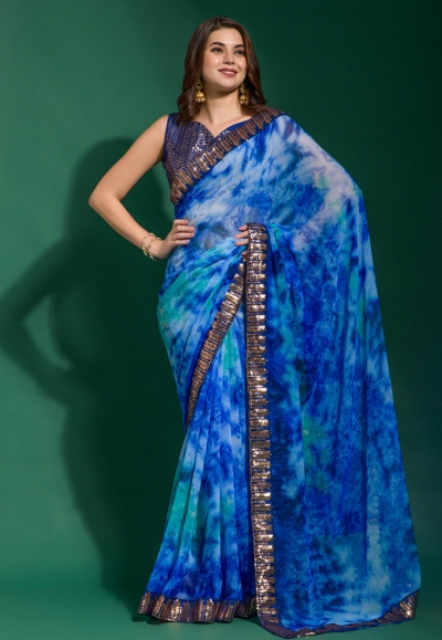 Chiffon light weight Saree in Blue colour 222