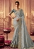 Chinon Saree with blouse in Grey colour 8001