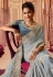 Chinon Saree with blouse in Grey colour 8001