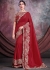 Satin silk Wedding Saree with blouse in Red color