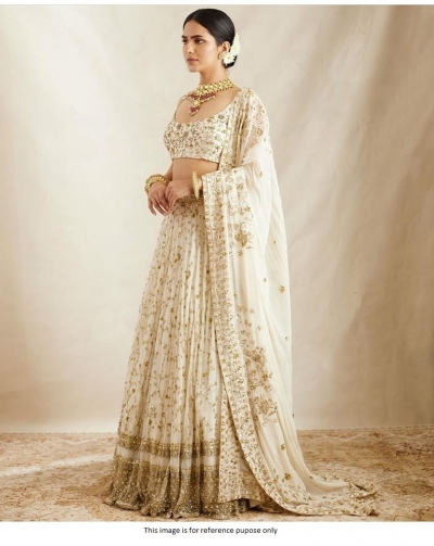 Bollywood Model White georgette sequins lehenga choli