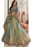 Woven Jacquard silk lehenga choli in Teal blue and pastel green