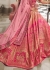 Woven Jacquard silk lehenga choli in Peach and Pink color