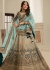 Woven Jacquard silk lehenga choli in Sky blue and Teal Green color