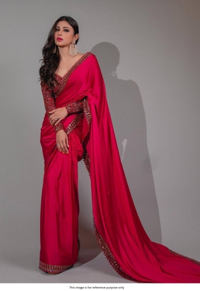 Bollywood Model Mouni Roy Pink sequins saree