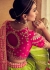 Woven Zari Banarasi silk lehenga choli in Green and Pink