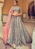 Woven Zari Banarasi silk lehenga choli in Grey color