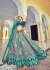 Woven Zari Banarasi silk lehenga choli in Grey and Teal green