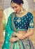 Woven Zari Banarasi silk lehenga choli in Grey and Teal green