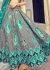 Woven Zari Banarasi silk lehenga choli in Grey and Teal green