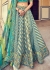 Woven Zari Banarasi silk lehenga choli in Blue and Green