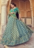 Woven Zari Banarasi silk lehenga choli in Blue and Green