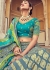 Woven Zari Banarasi silk lehenga choli in Blue and Green