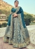 Woven Zari Banarasi silk lehenga choli in Teal Green