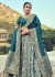 Woven Zari Banarasi silk lehenga choli in Teal Green