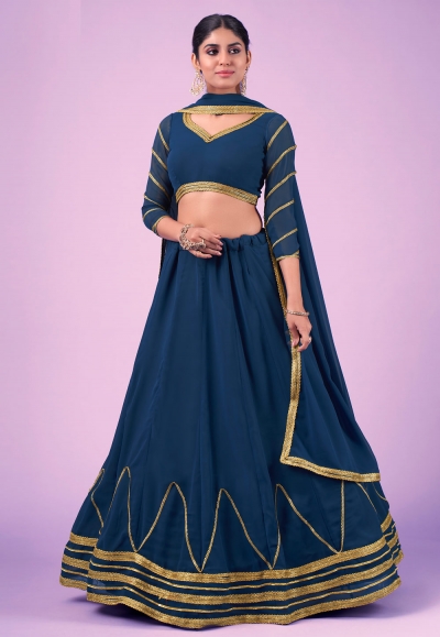 Georgette circular lehenga choli in Navy blue colour 39006