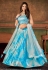 Georgette circular lehenga choli in Turquoise colour 3002