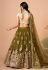 Soft net circular lehenga choli in Mehndi colour 7325