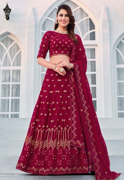 Georgette a line lehenga choli in Magenta colour 162
