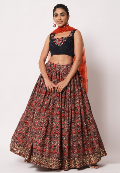 Art silk circular lehenga choli in Multicolor colour 2299