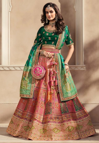 Banarasi silk circular lehenga choli in Multicolor colour 10234