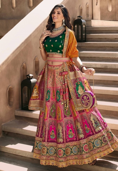 Banarasi silk circular lehenga choli in Multicolor colour 10236