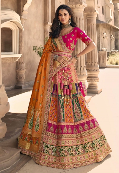 Banarasi silk circular lehenga choli in Multicolor colour 10237