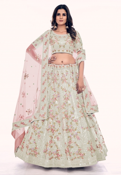 Soft net circular lehenga choli in Off white colour 36019