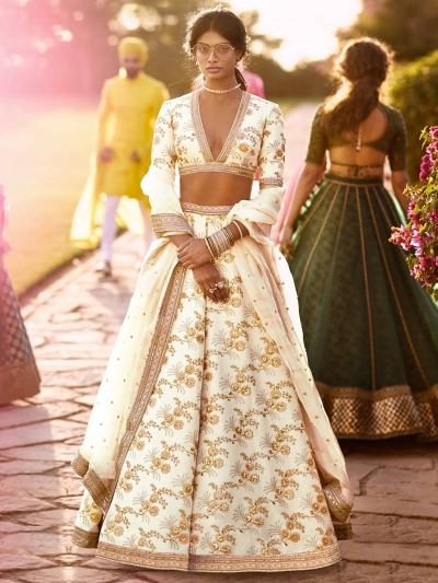 Bollywood Sabyasachi Inspired white wedding lehenga choli