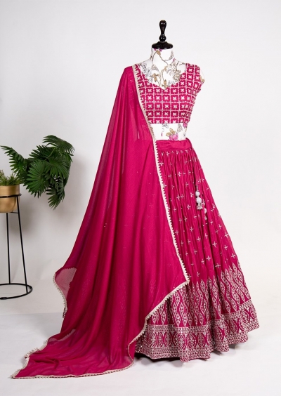 Bollywood Model Rani pink silk sequins lehenga choli