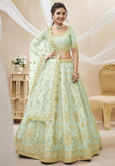 Art silk circular lehenga choli in Sea green colour 504