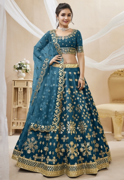 Art silk circular lehenga choli in Teal colour 506